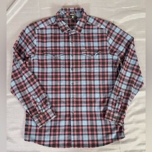 Volcom Classic Fit Plaid Flannel Shirt Mens Large Red Gray Black Button Up